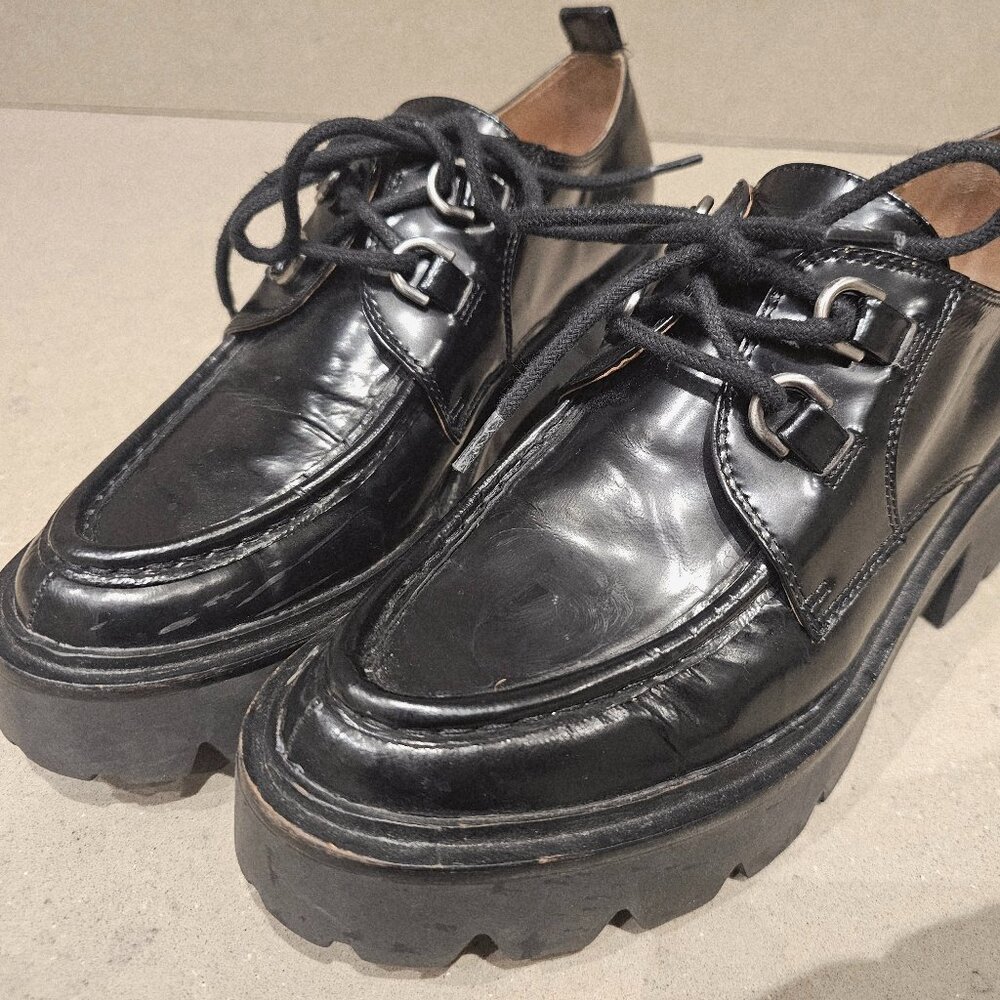 Sam Edelman Black Lace up Platform Loafers